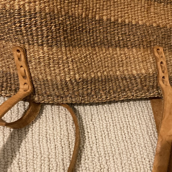 Striped Tan and Brown Woven Tote Bag - Picture 7 of 10